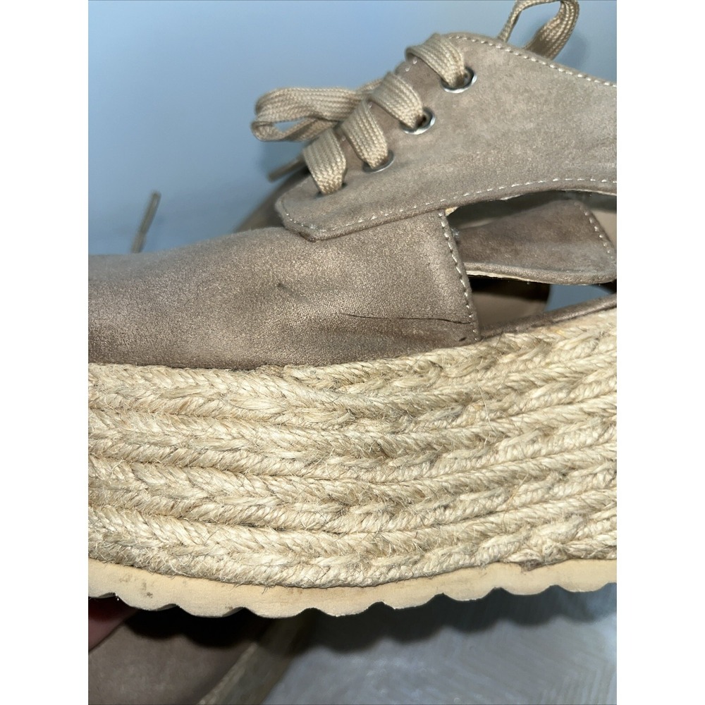 Bakers Women 8 vitally platform wedge lace-up cutout sneaker tan Preppy Y2K Chic - Picture 14 of 16